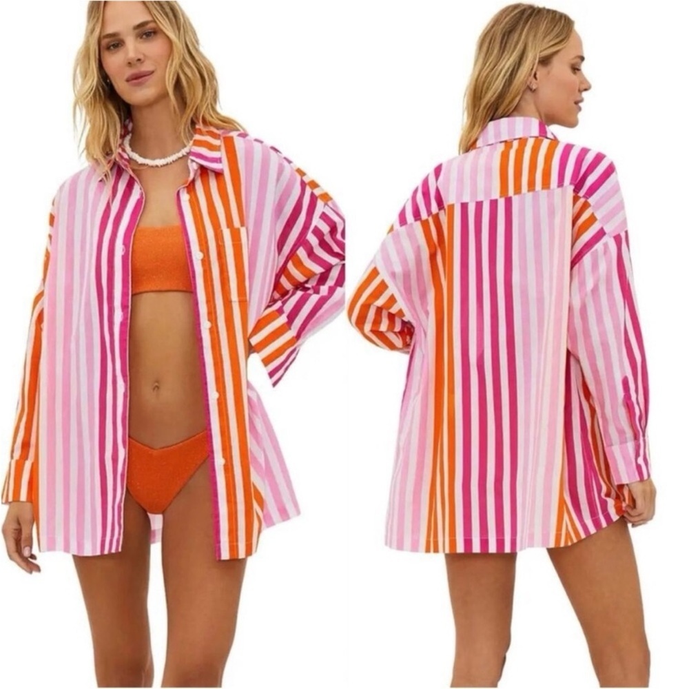 Beach Riot Alexa Top Sunset‎ Stripe Swim Cover Up